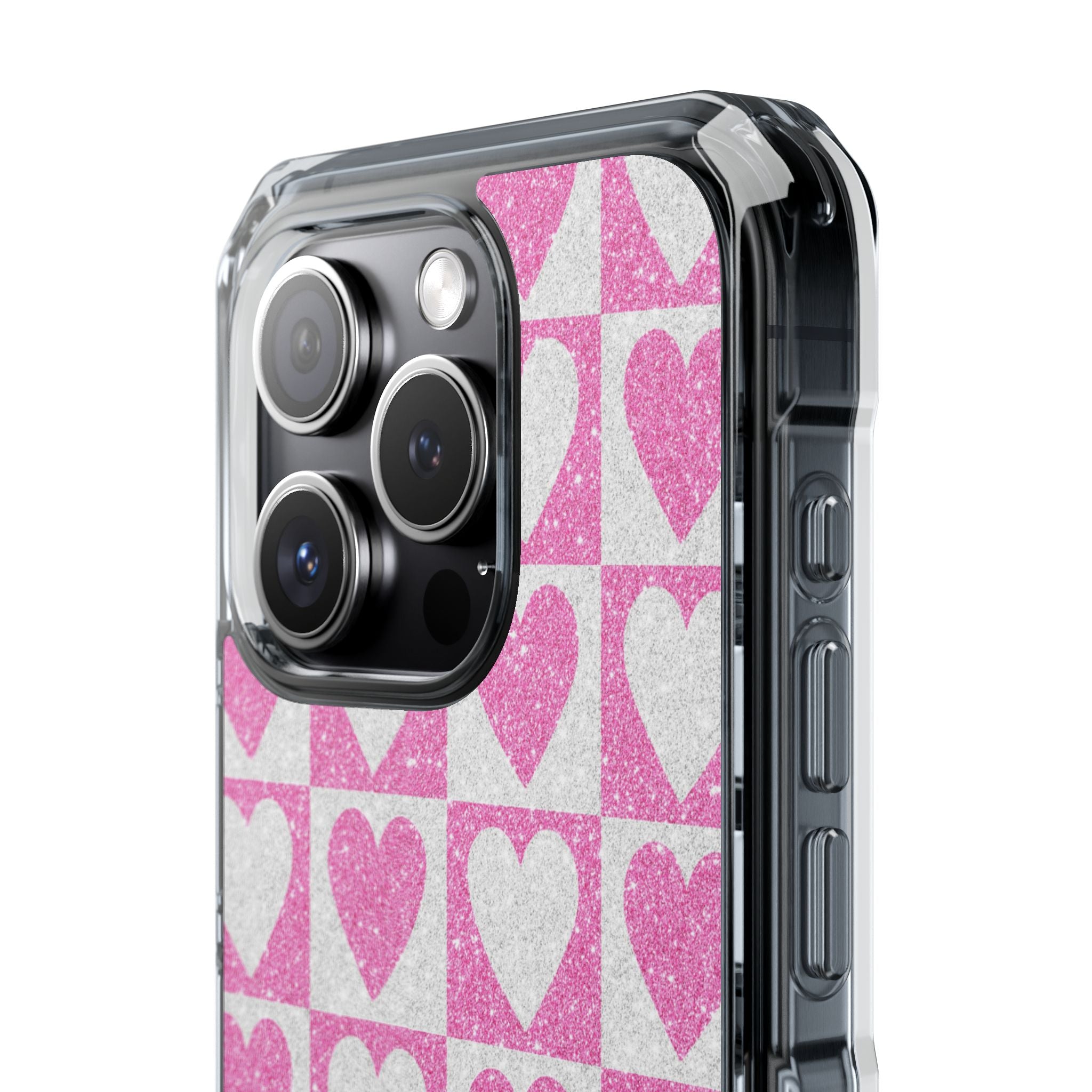 Glitter Heart Grid iPhone 15 Pro Case - Impact