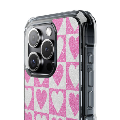 Glitter Heart Grid iPhone 15 Pro Case - Impact