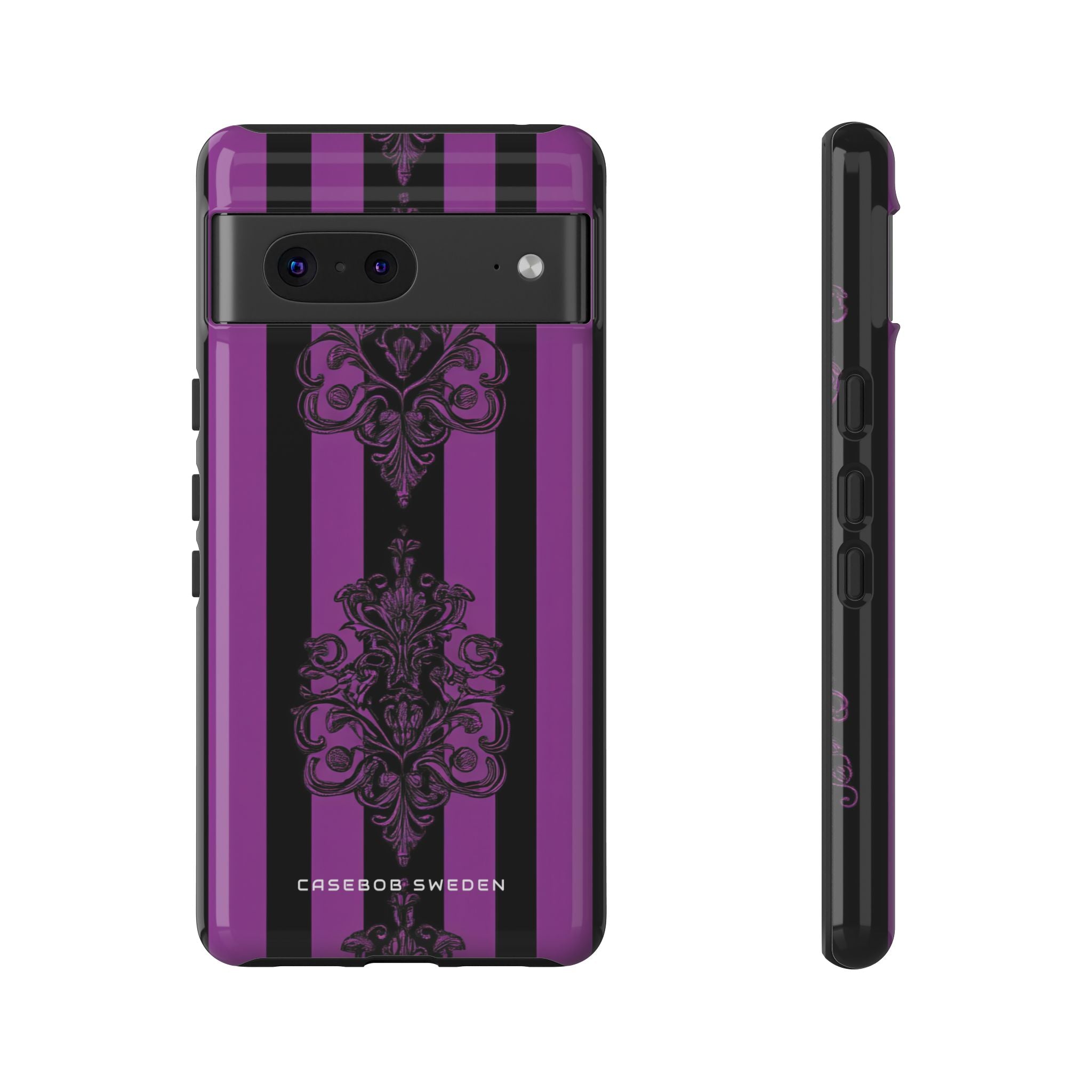 Gothic Elegance with Vertical Stripes and Ornamental Motifs Google Pixel 7 - Tough Phone Case