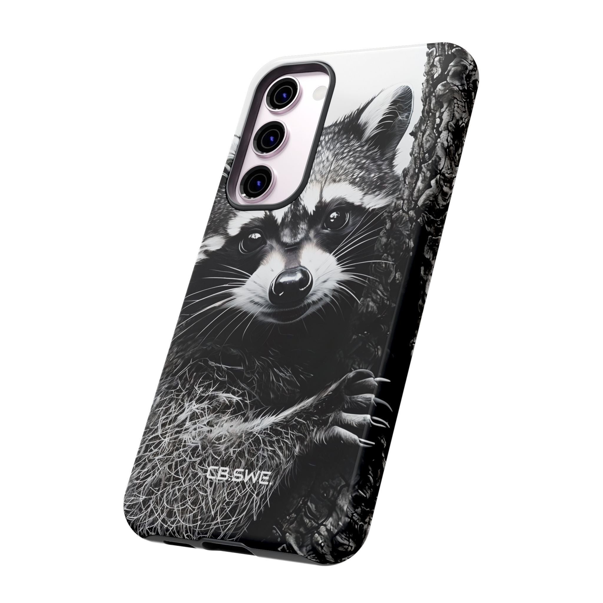 Intricate Black White Raccoon Illustration Phone Samsung S23 - Tough