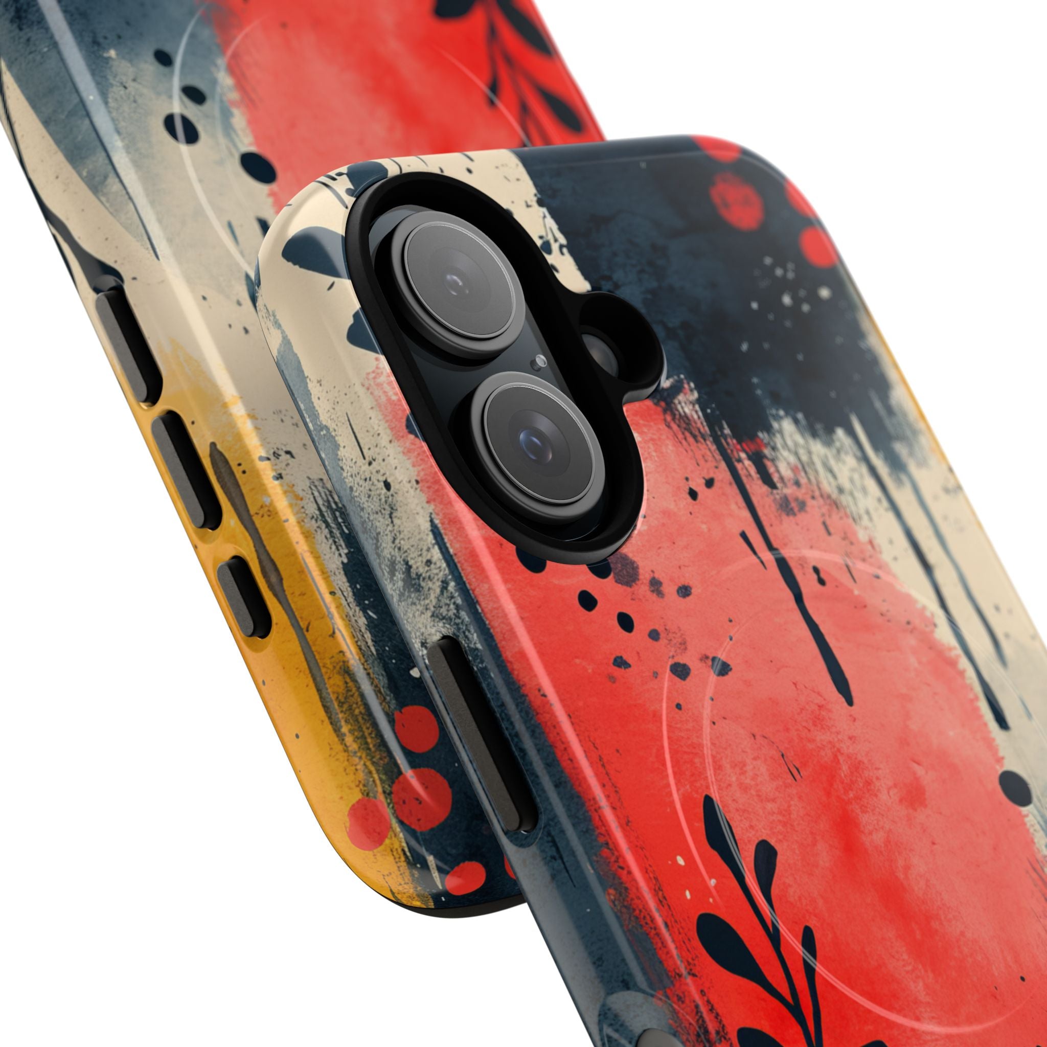 Red Blue Abstract Florals - Tough + MagSafe® iPhone 16 Phone Case