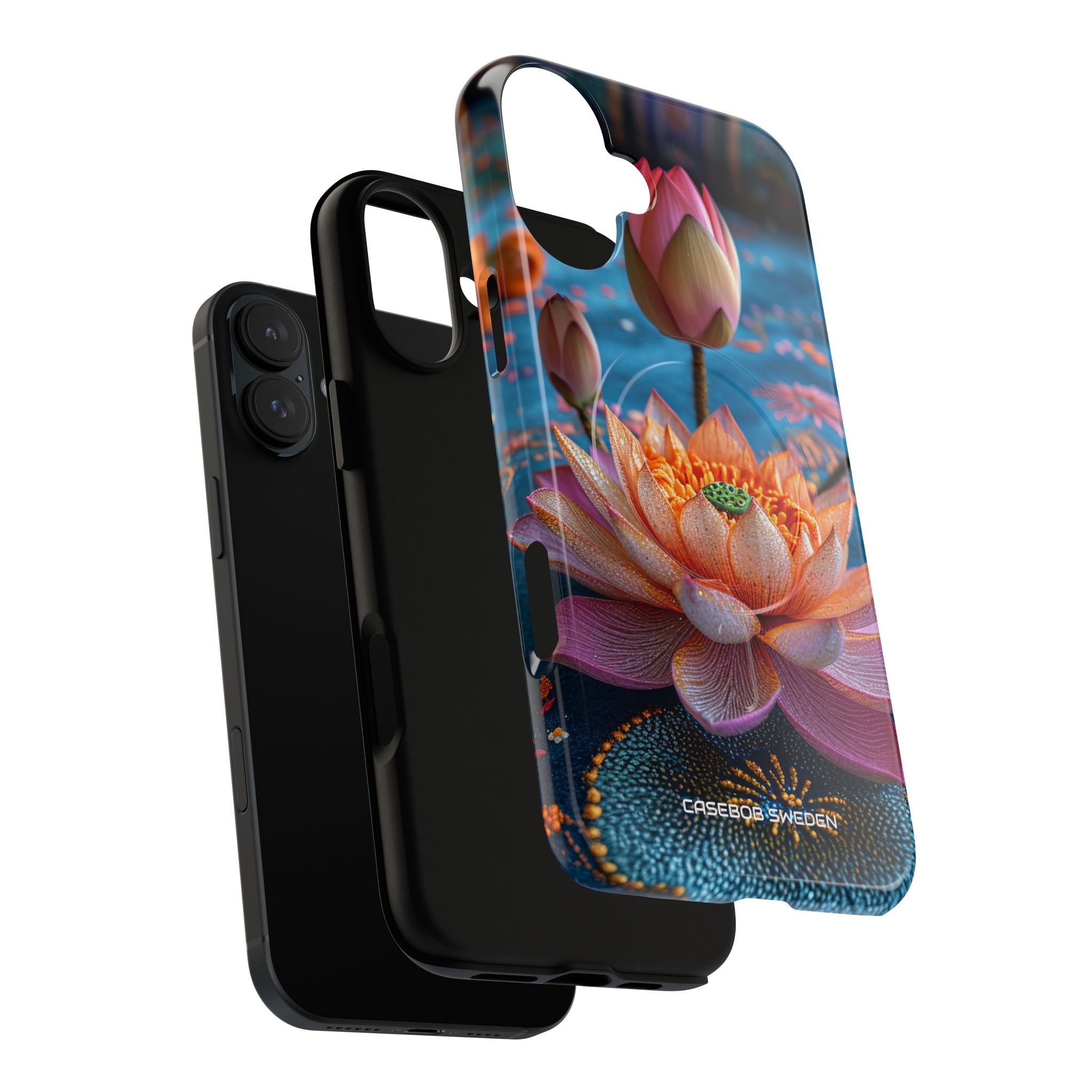 Vibrant Lotus Embroidery - Tough + MagSafe® iPhone 16 Phone Case