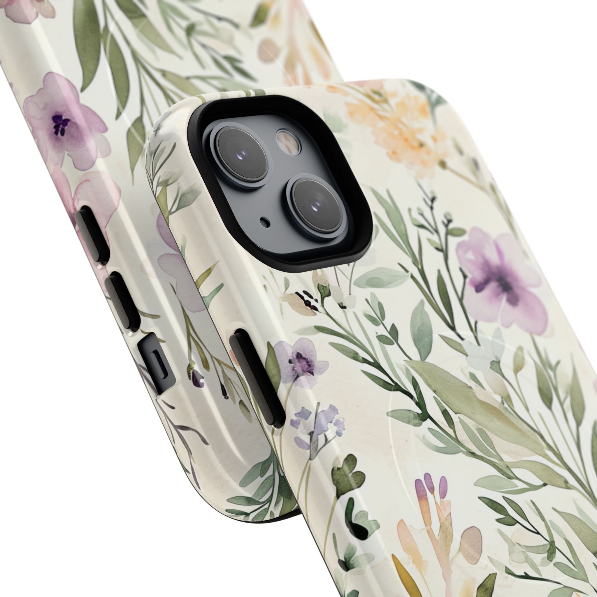 Soft Green Lavender Floral Pattern - Tough + MagSafe® iPhone 14 Phone Case