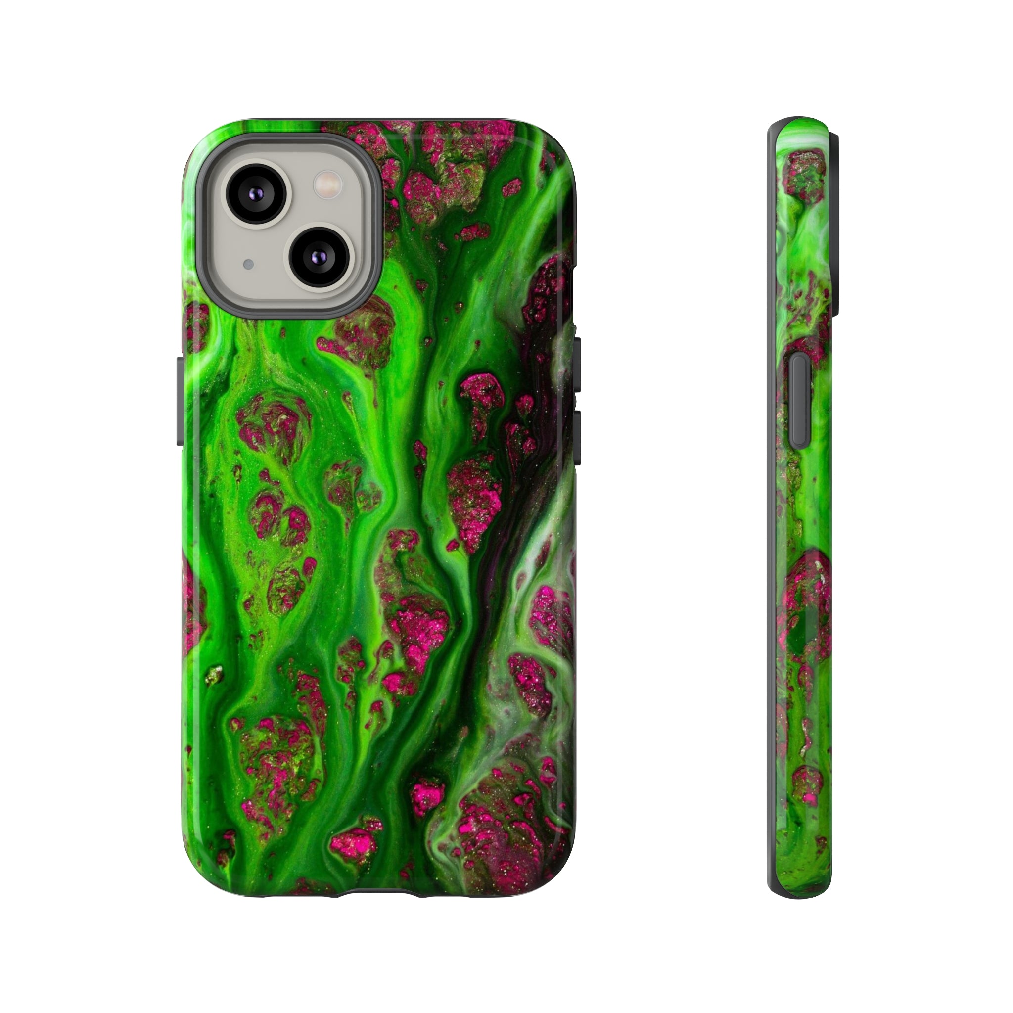 Toxic Green Ink Art iPhone Case (Protective) iPhone 14 Glossy Phone Case