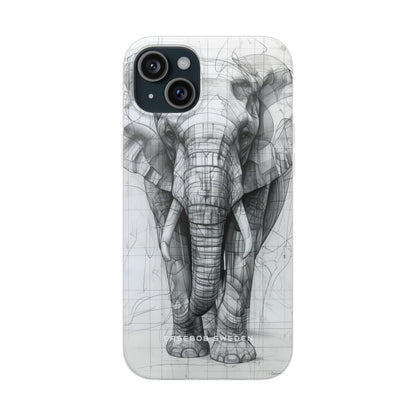 Elephant Line Geometry iPhone 15 - Flexi Phone Case