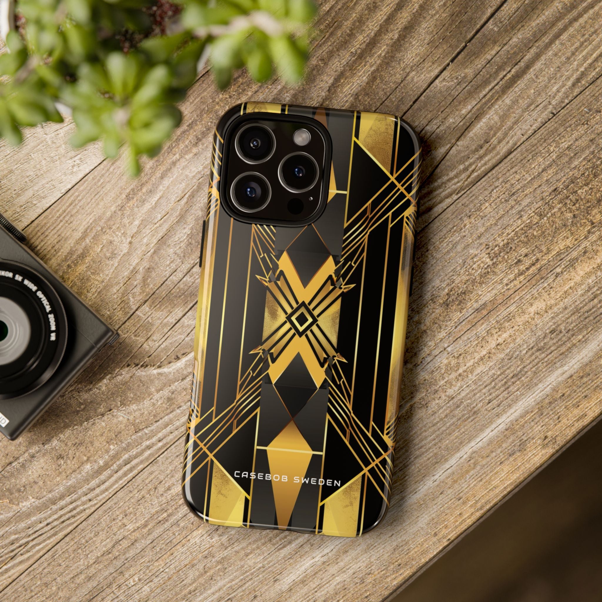 Golden Geometric Elegance iPhone 16 - Tough Phone Case