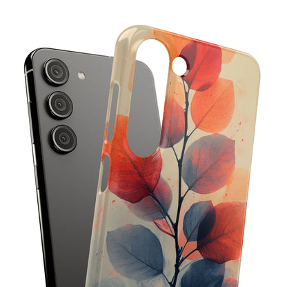 Orange Gray Leaves - Slim Samsung S23 Phone Case