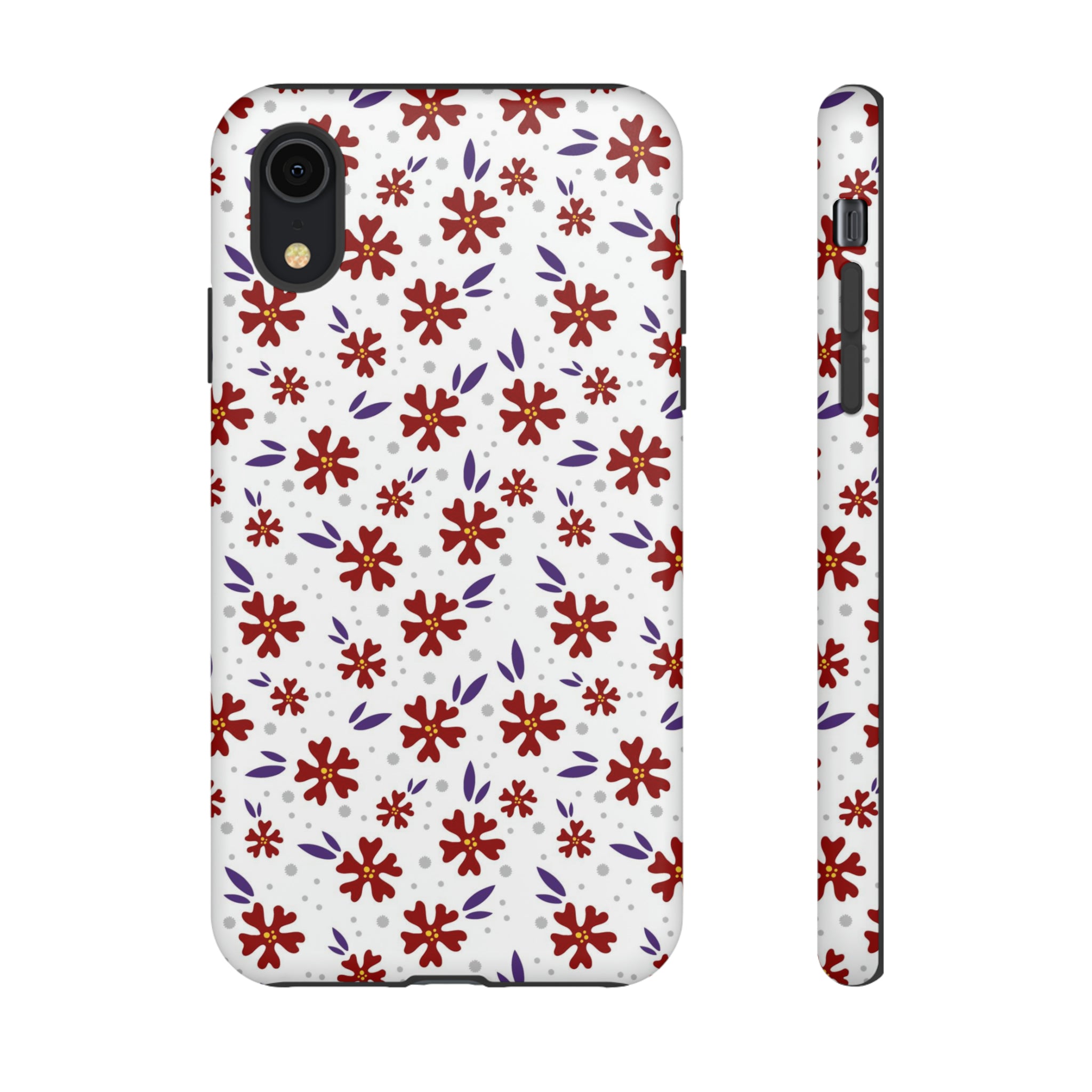 Red Flower Pattern - Protective Phone Case