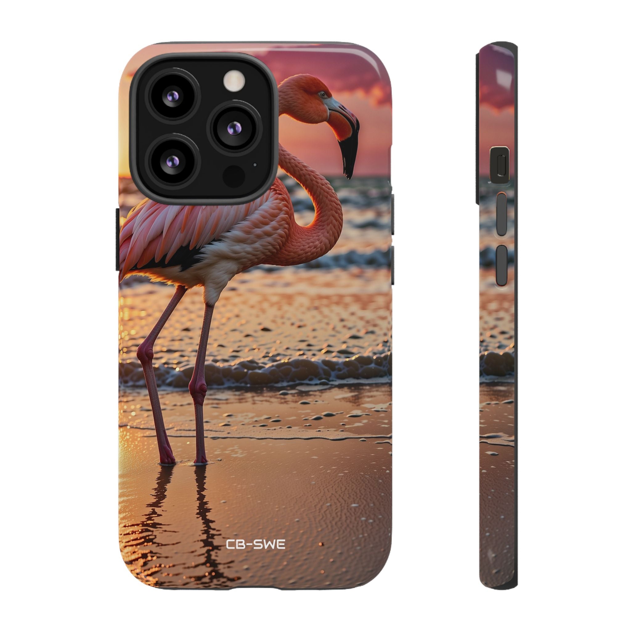 Sunset Flamingo Stand - iPhone Case