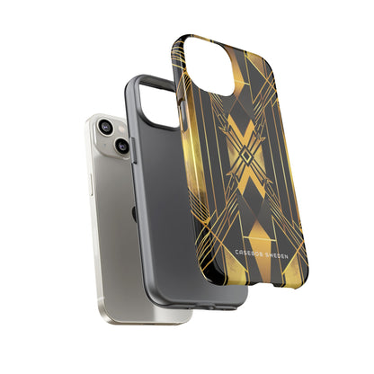 Golden Geometric Elegance iPhone 14 - Tough Phone Case