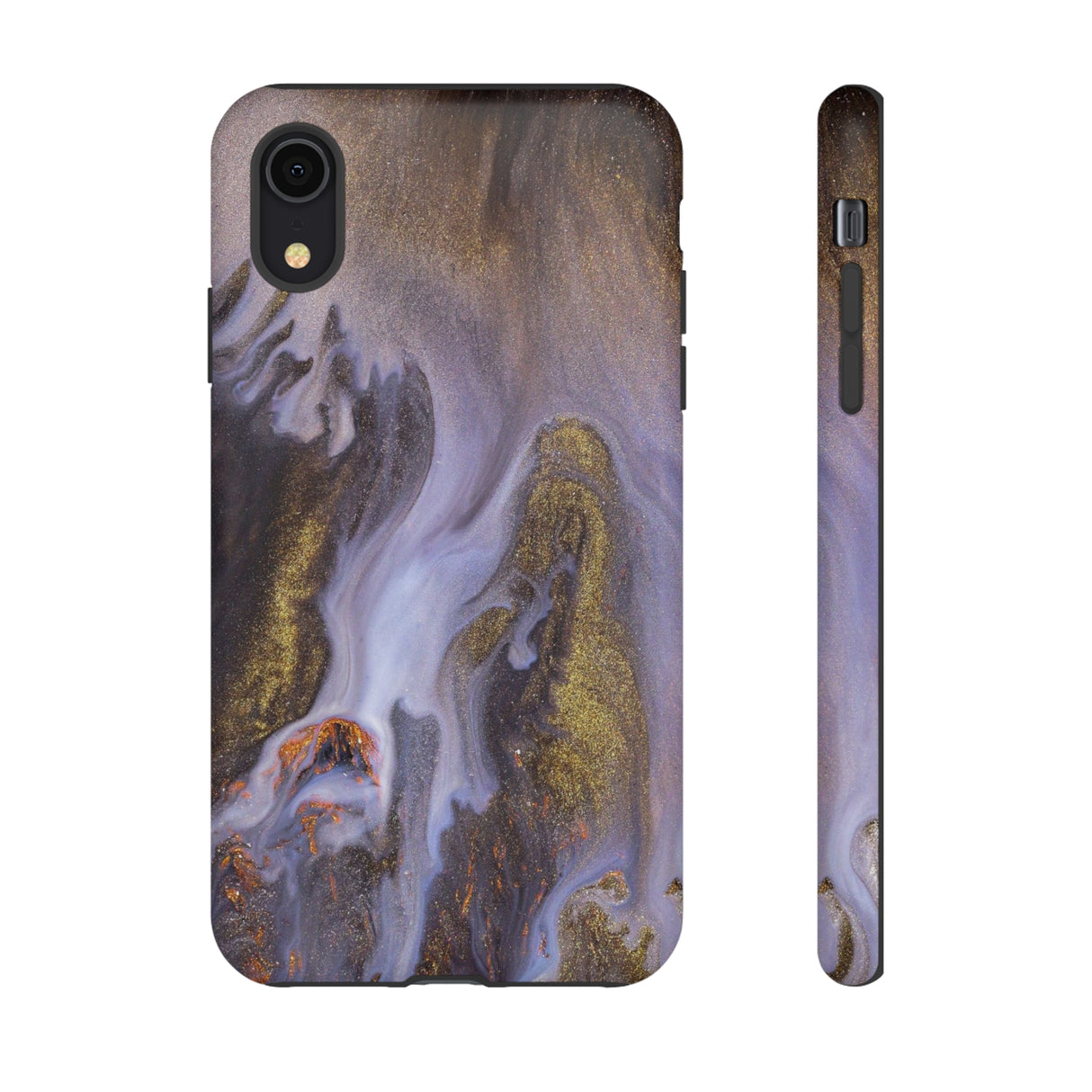 Purple Gold Ink Art iPhone Case (Protective) iPhone XR Matte Phone Case