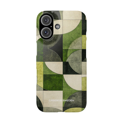 Green Geometric Harmony - Slim iPhone 16 Phone Case