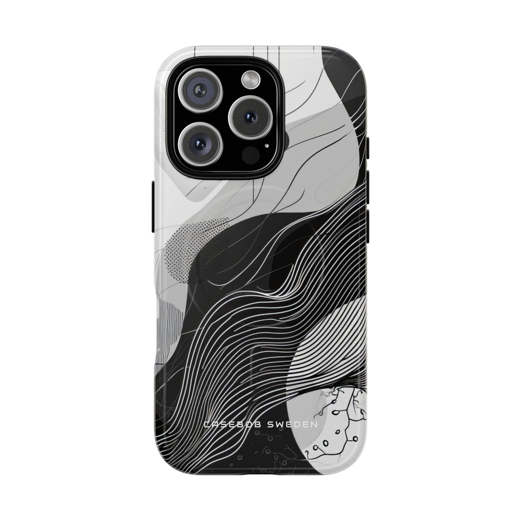 Fluid Rhythms: Monochrome Line Flow iPhone 16  Tough+ Phone Case