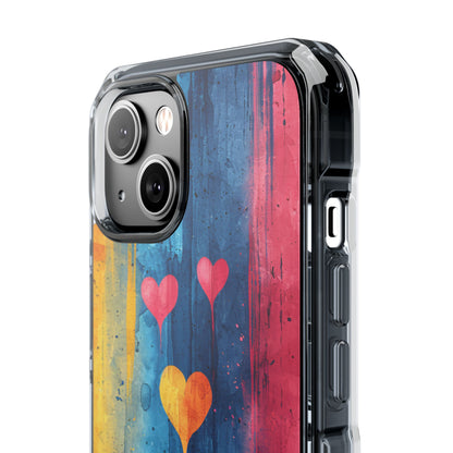 Hearts Watercolor Art - Clear Impact iPhone 14 Phone Case