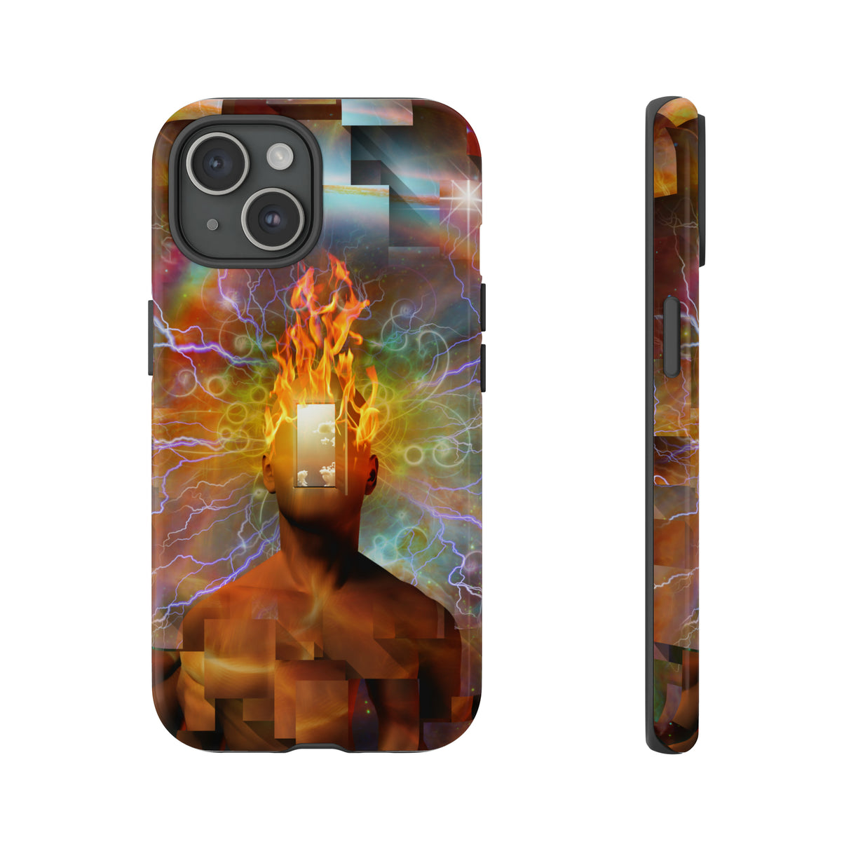 Man with burning mind - Protective Phone Case