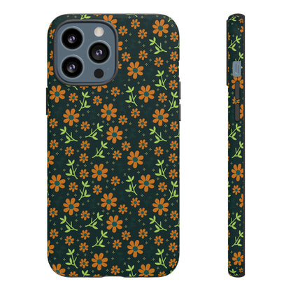 Green Flower Pattern - Protective Phone Case