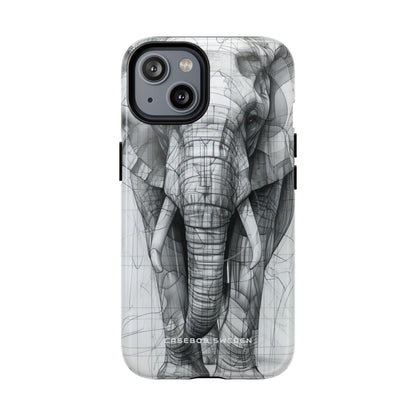 Elephant Line Geometry iPhone 14 | Tough+ Phone Case