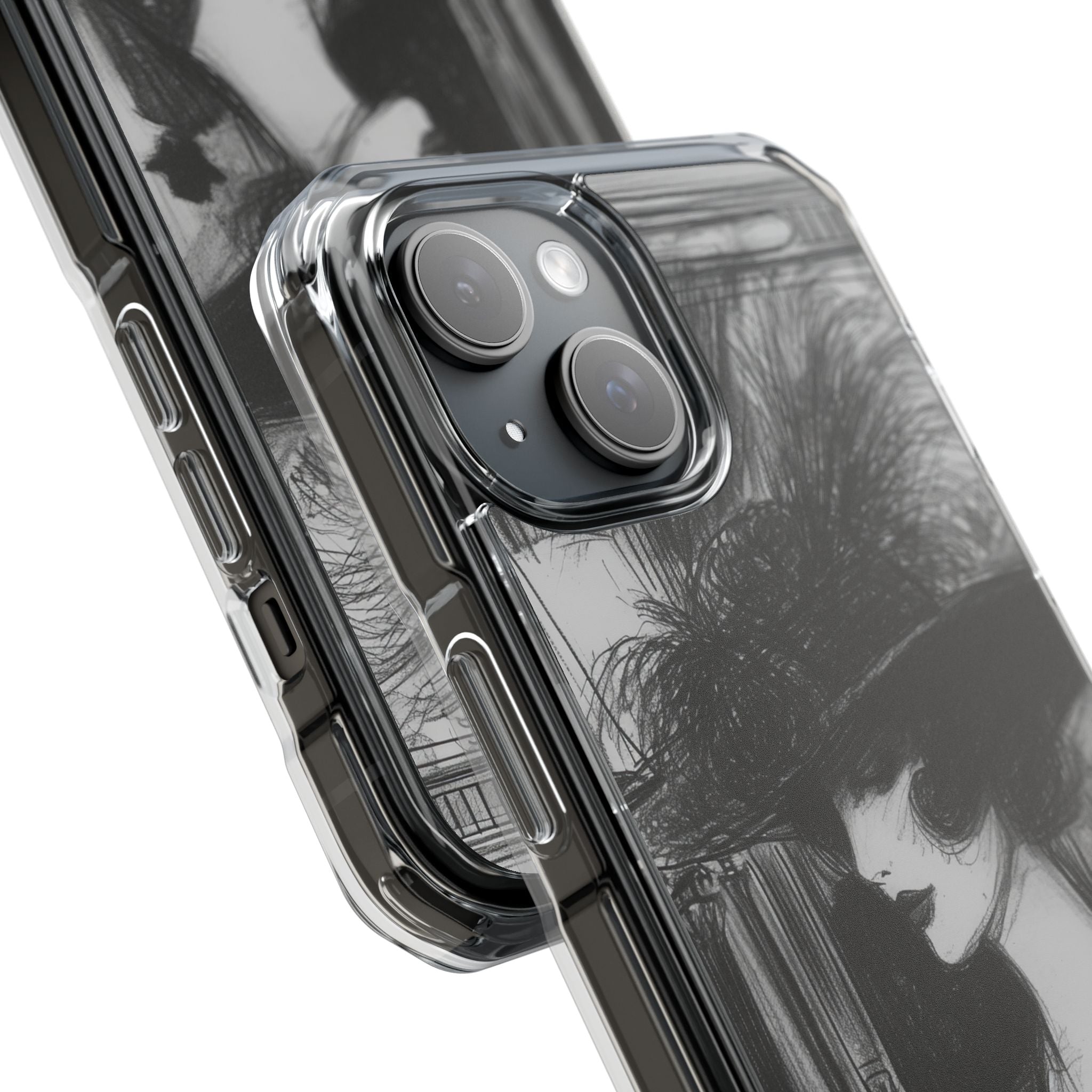 Timeless Elegance in Monochrome iPhone 15 - Clear Impact Phone Case