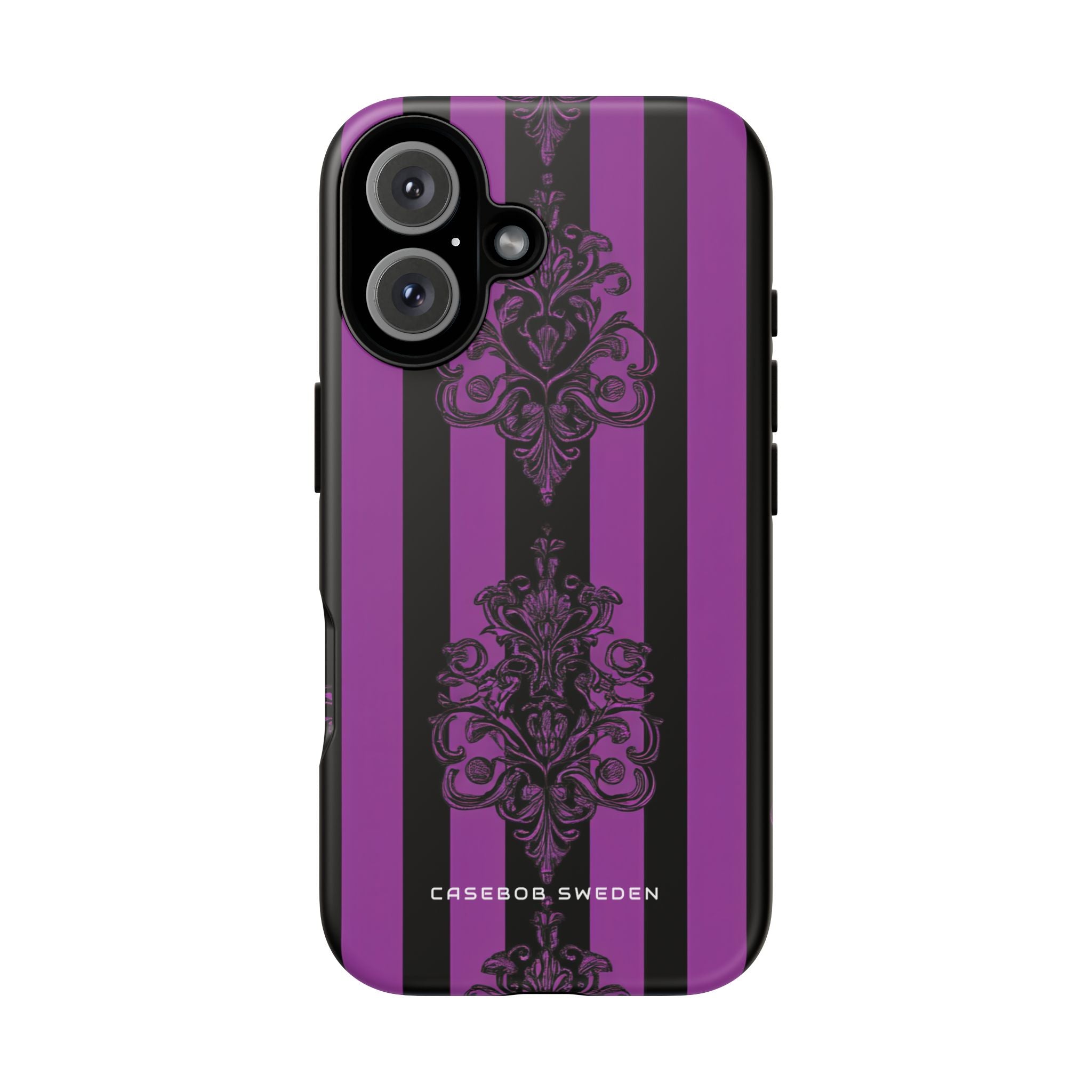 Gothic Elegance with Vertical Stripes and Ornamental Motifs iPhone 16 - Tough Phone Case