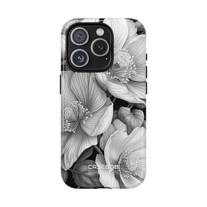 Monochrome Petal Dance iPhone 15 – Robust+