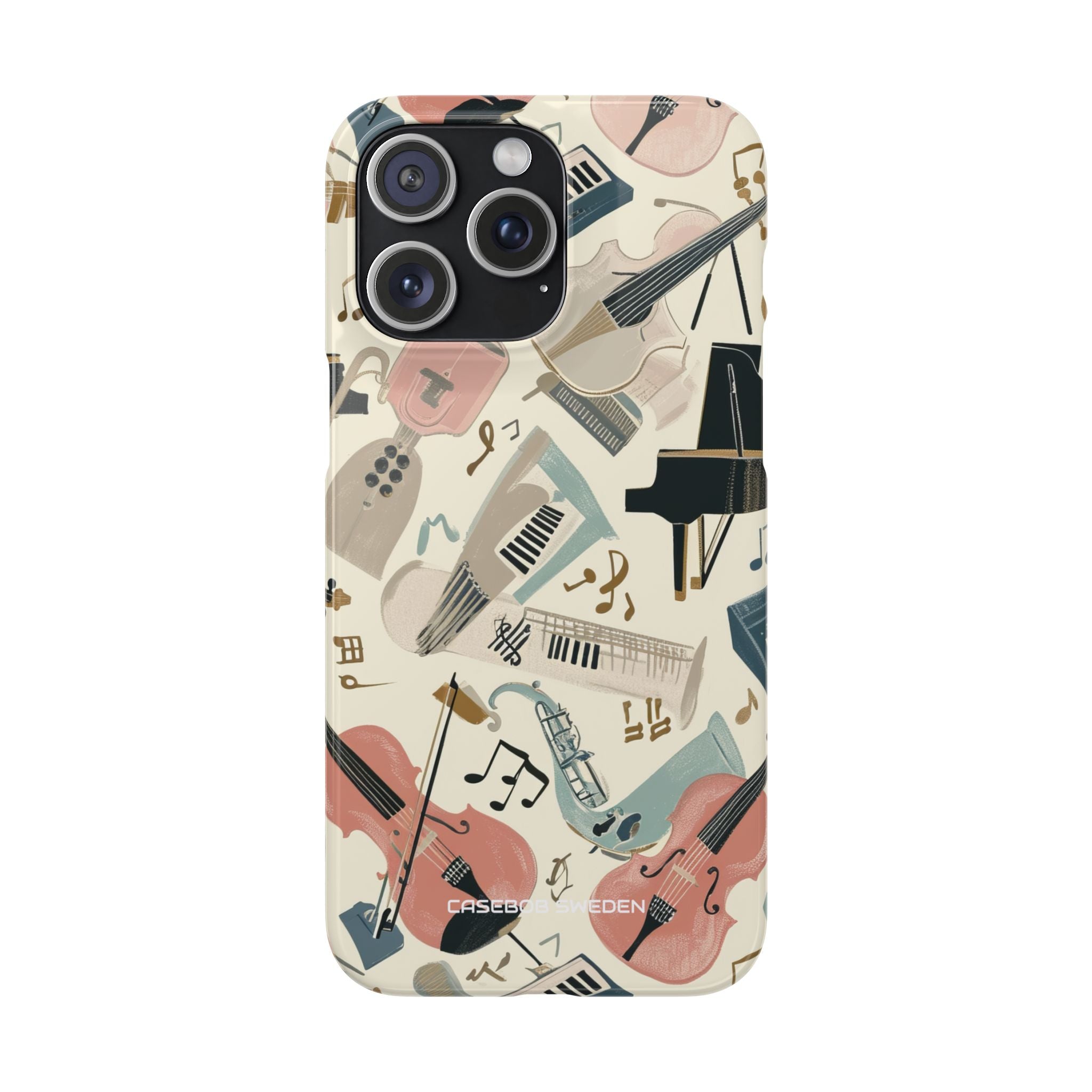 Beige Musical Instruments Pattern - Slim iPhone 15 Phone Case