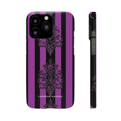 Gothic Elegance with Vertical Stripes and Ornamental Motifs iPhone 13 - Slim Phone Case