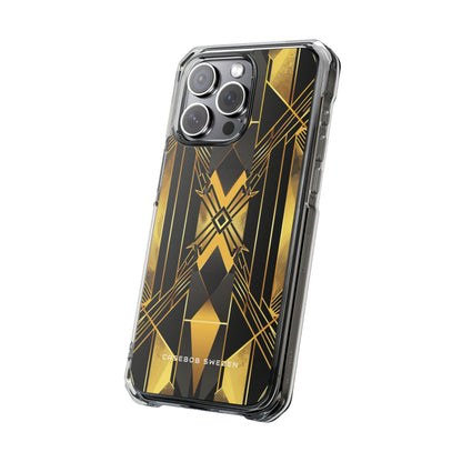 Golden Geometric Elegance iPhone 15 - Clear Impact Phone Case