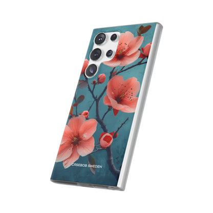 Teal Coral Blossom - Flexi Samsung S23 Phone Case