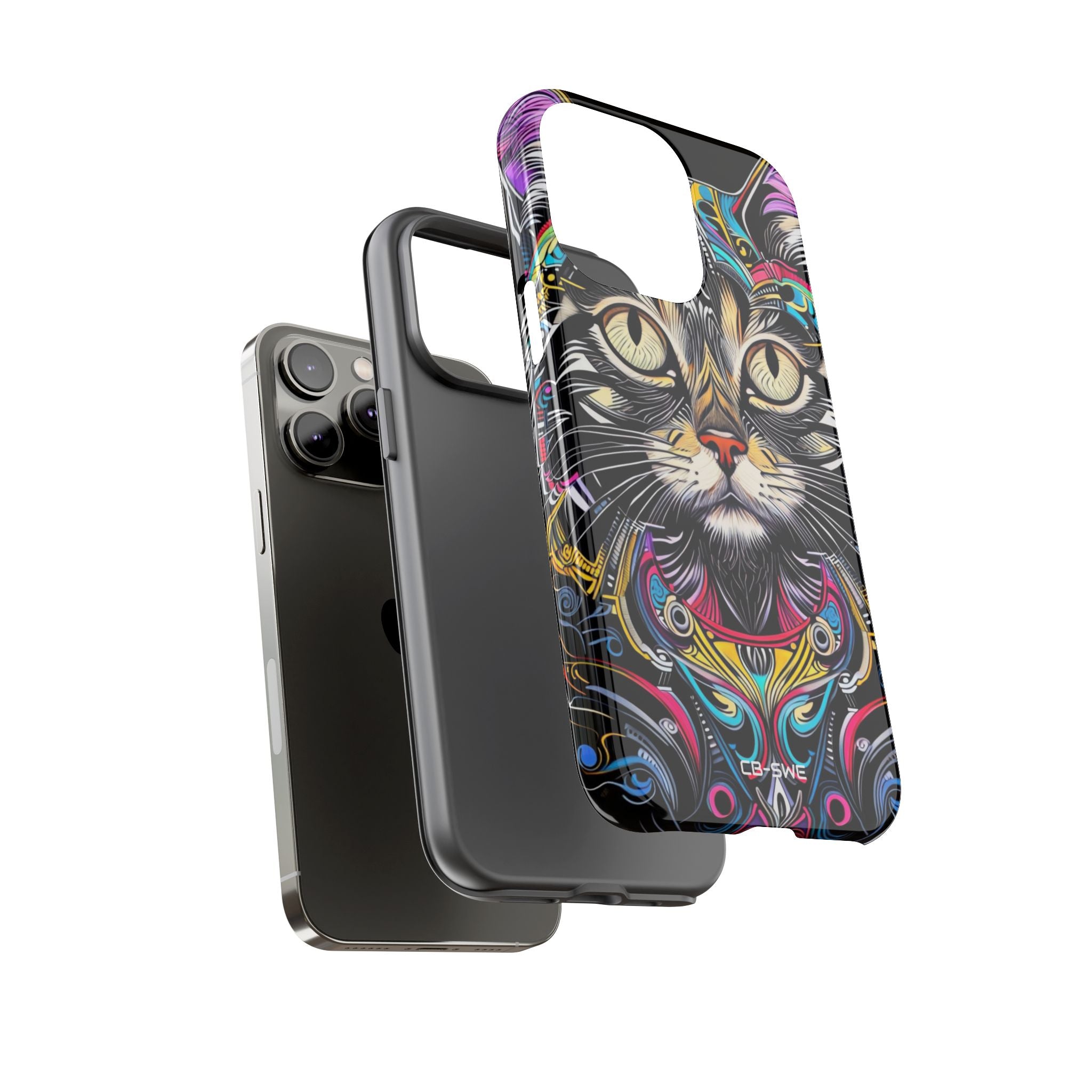 Psychedelic Cat Mirage - iPhone Case