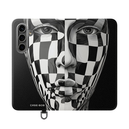 Mirrored Checkerboard Face - Samsung S24 Case - Wallet