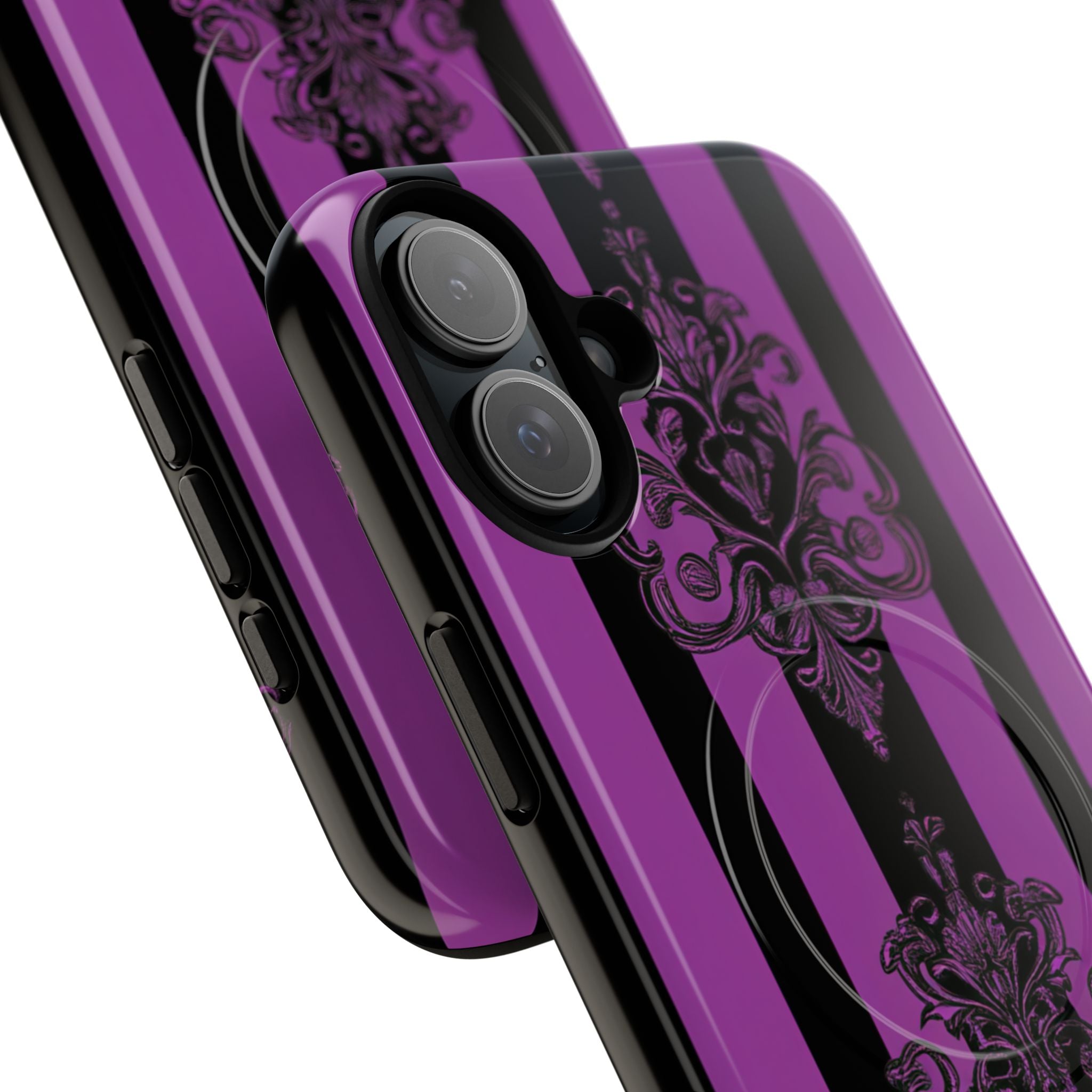 Gothic Elegance with Vertical Stripes and Ornamental Motifs iPhone 16 | Tough+ Phone Case