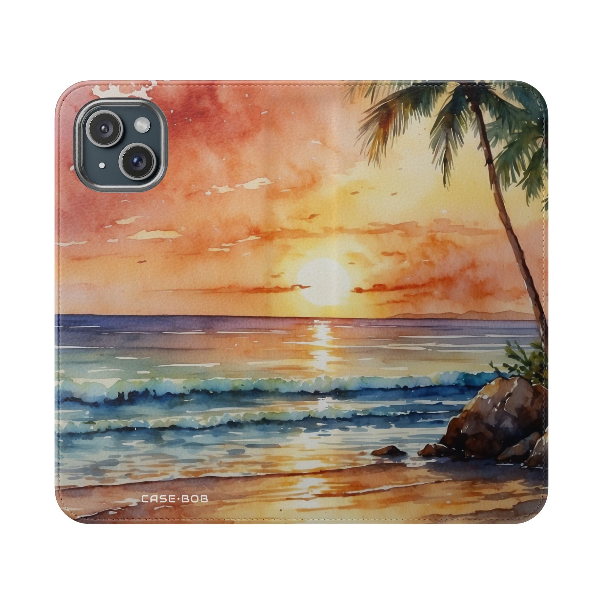 Golden Palm Sunset - iPhone 15 Plus Case - Wallet