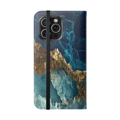 Golden Fracture Teal - iPhone 15 Pro Max Case - Wallet