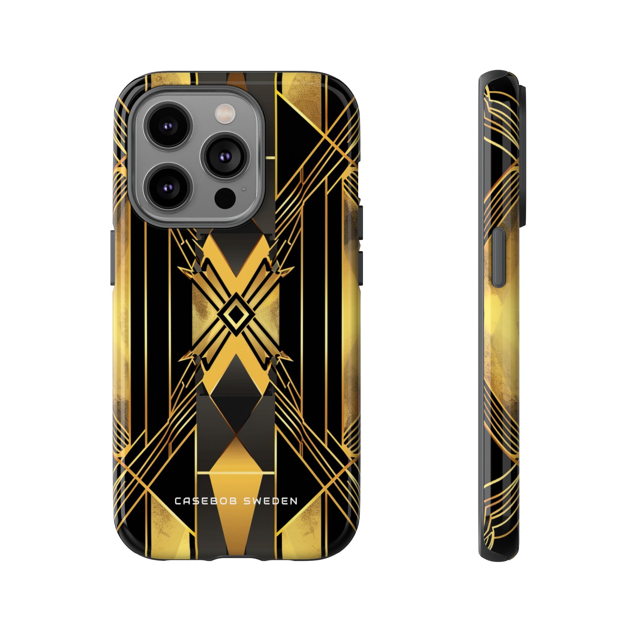 Golden Geometric Elegance iPhone 14 - Tough Phone Case