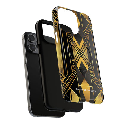 Golden Geometric Elegance iPhone 15 | Tough+ Phone Case