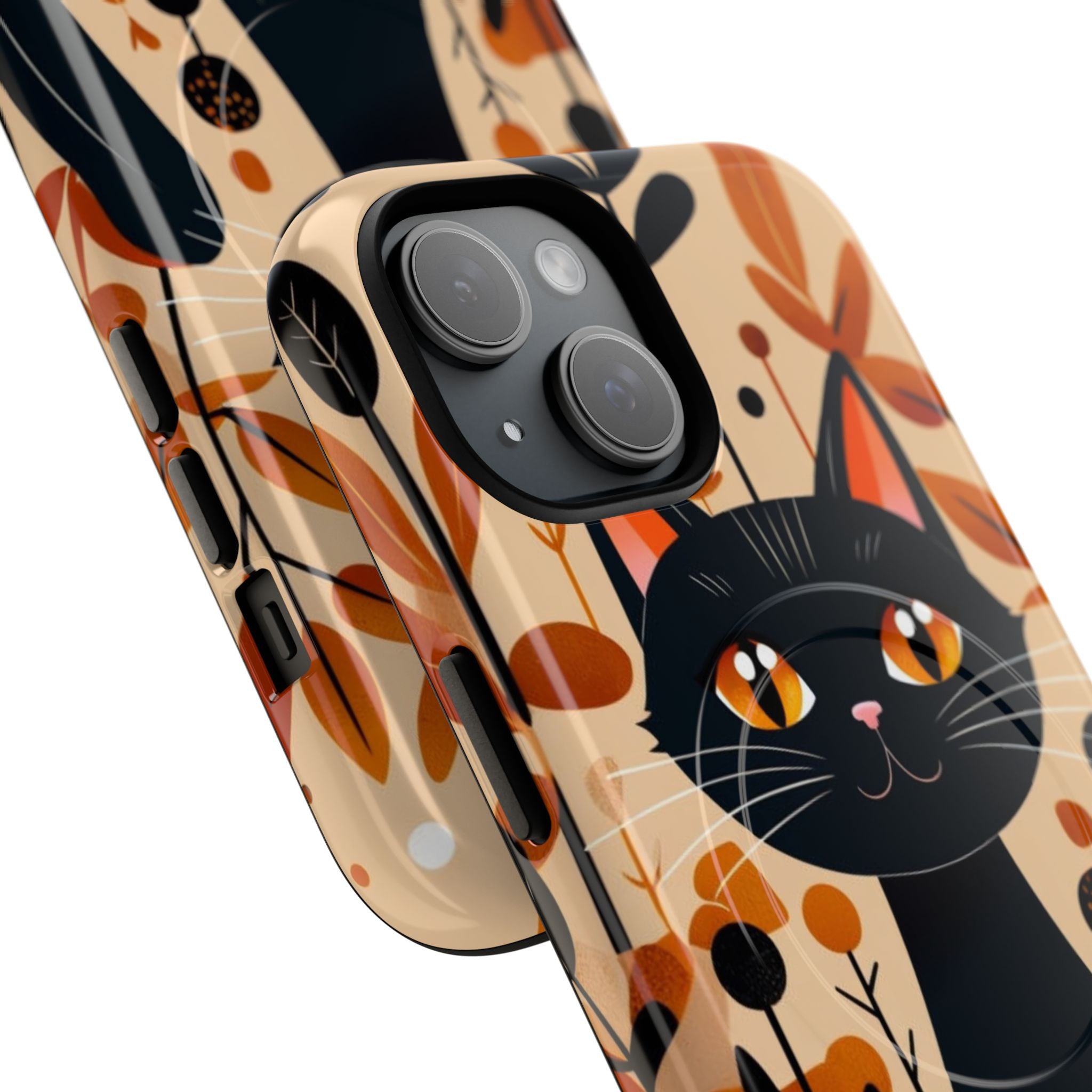 Black Cat Glow iPhone 15 Case - Tough+