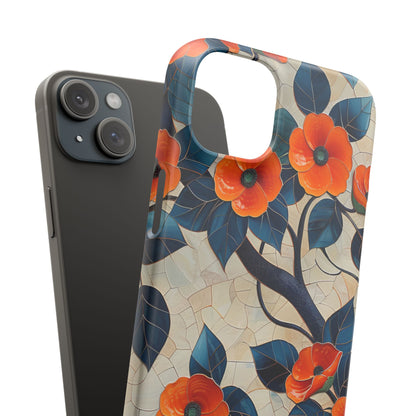 Orange Blossoms Mosaic Harmony iPhone 15 - Slim Phone Case