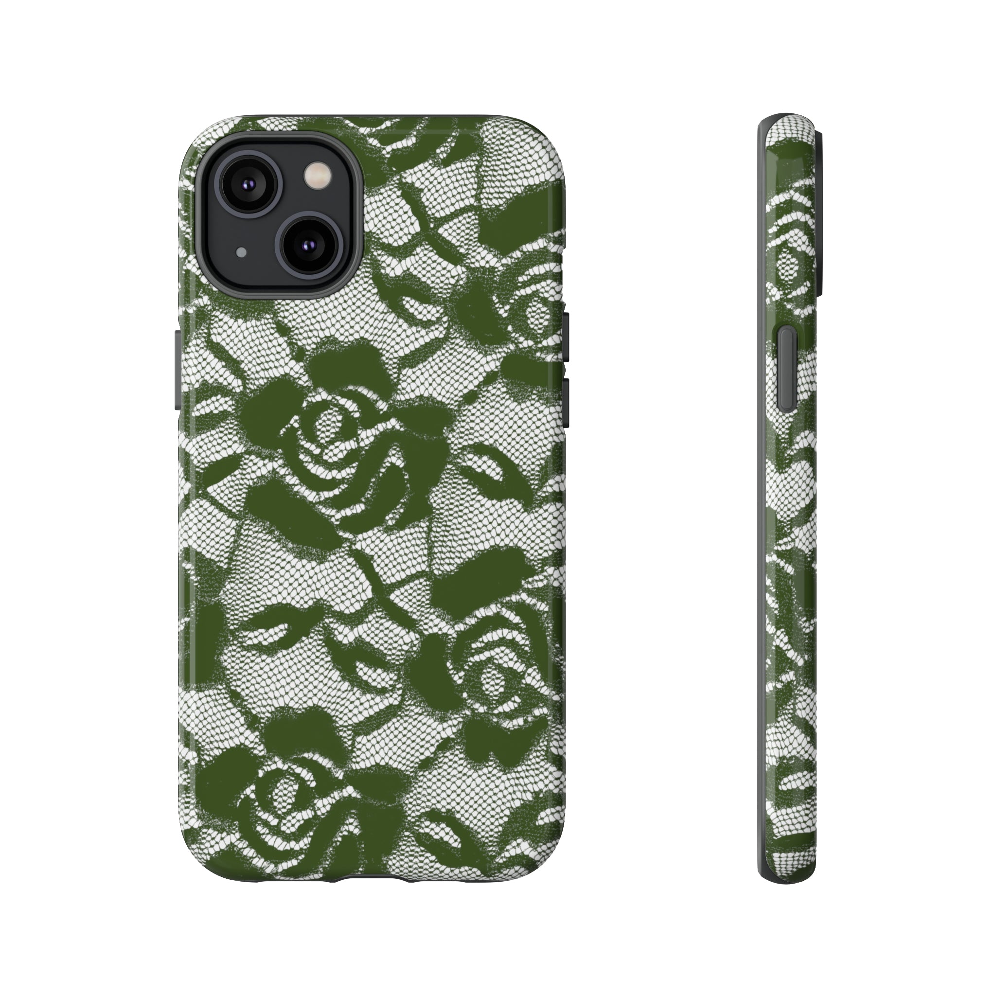 Green Lace Gothic Flower - Protective Phone Case