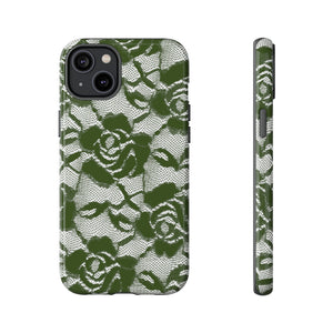 Green Lace Gothic Flower - Protective Phone Case