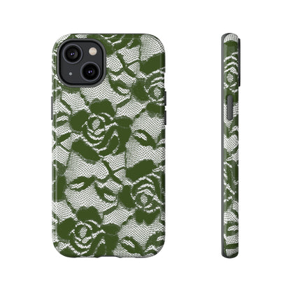 Green Lace Gothic Flower - Protective Phone Case