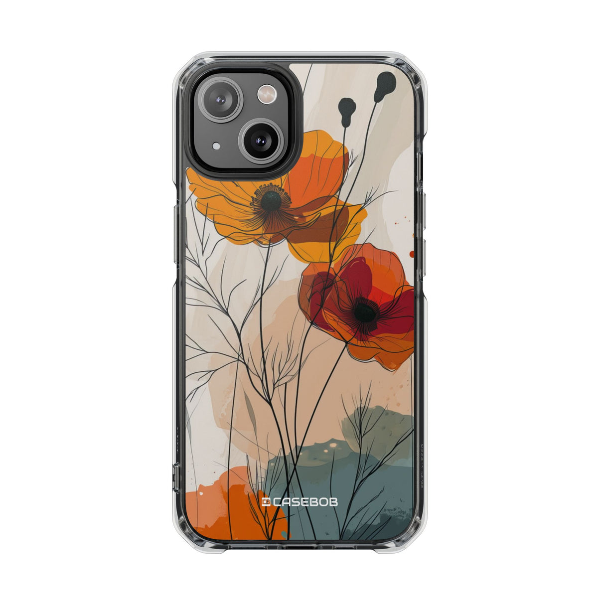 Feurige florale Abstraktion – Handyhülle für iPhone (Clear Impact – magnetisch)