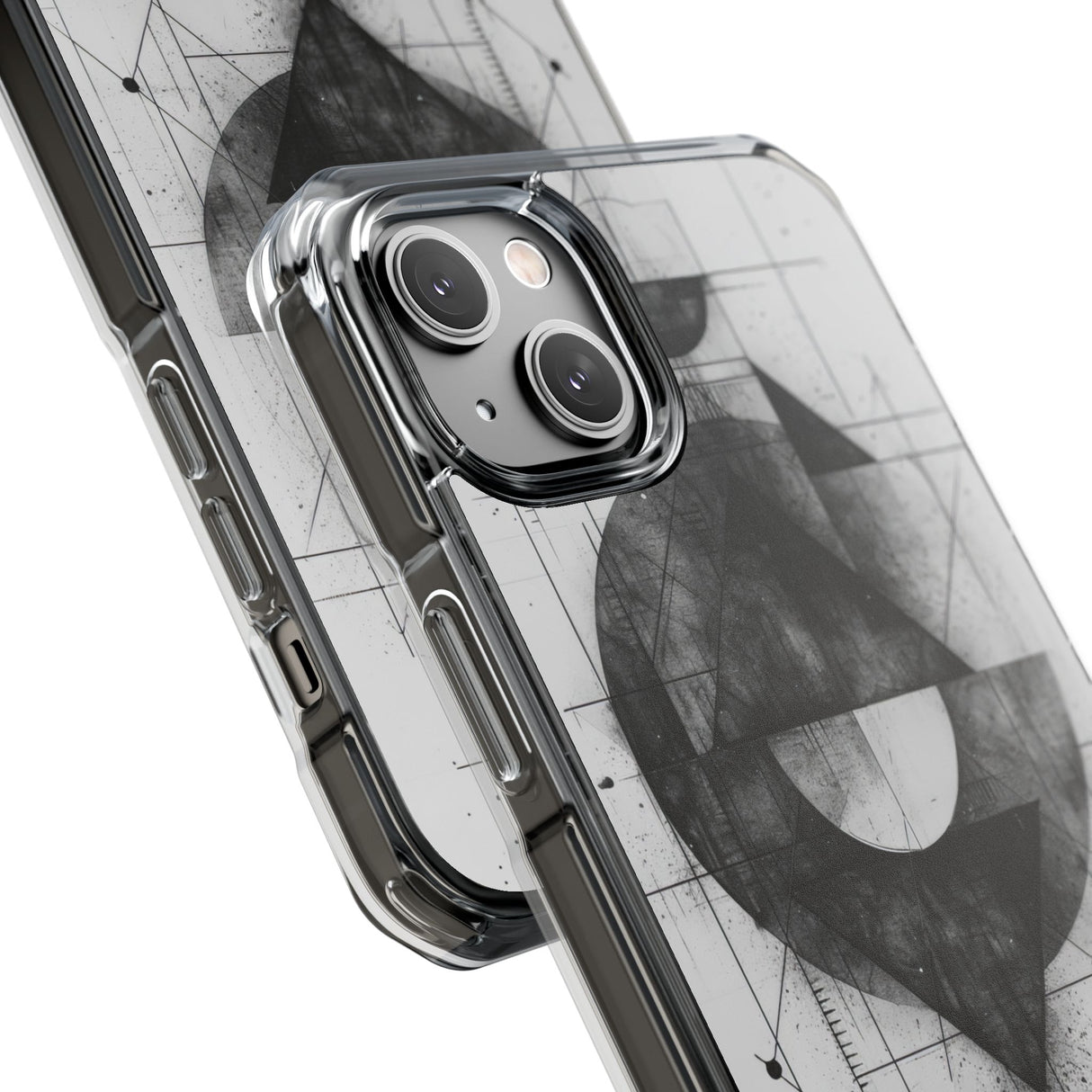 Monochrome Geometry - Phone Case for iPhone (Clear Impact - Magnetic)