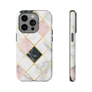 Pink Marble Geometric iPhone Case (Protective) iPhone 14 Pro Matte Phone Case