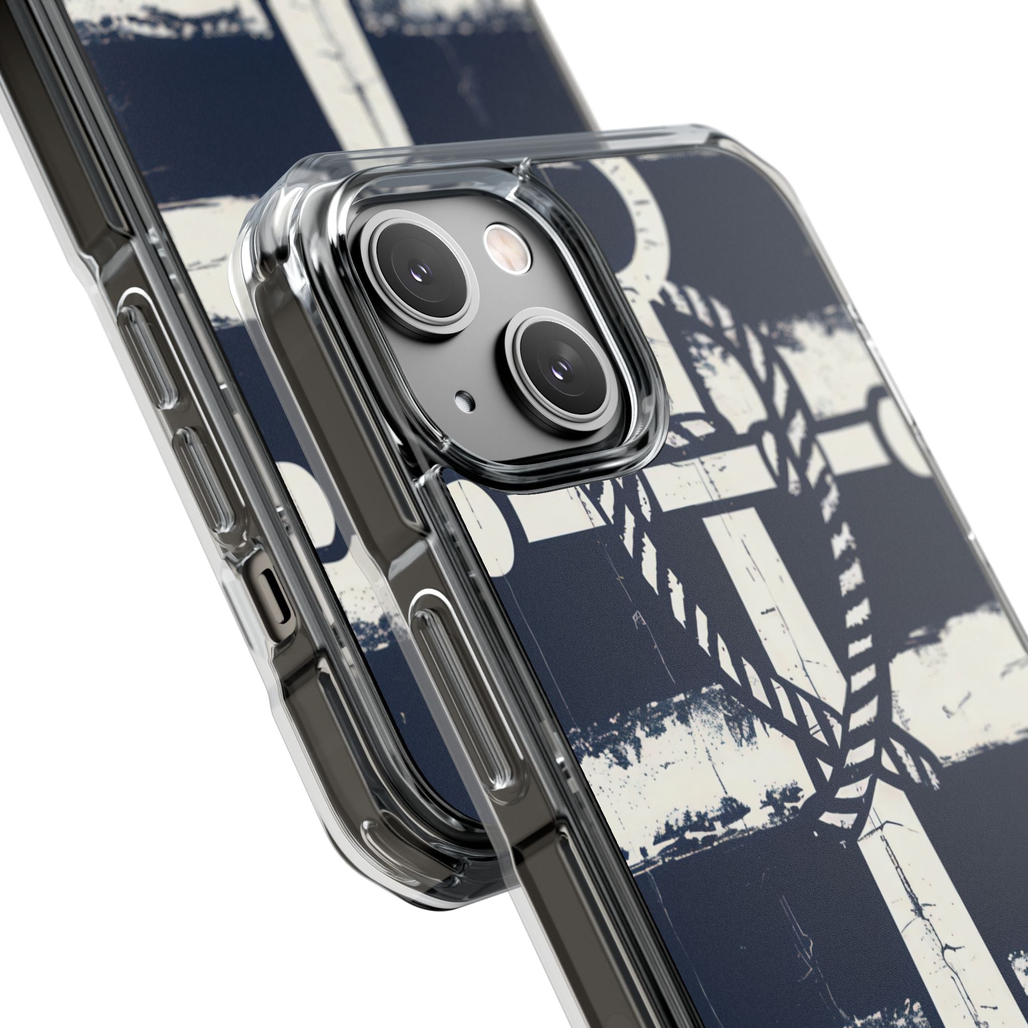 Navy Anchor Stripes iPhone 14 - Impact Clear+