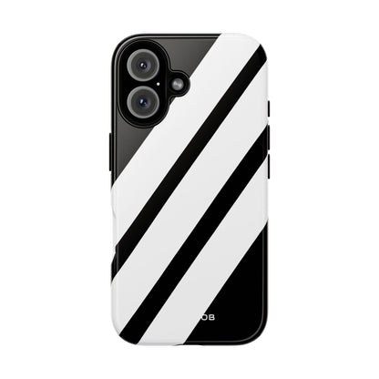 Diagonal Bands Noir iPhone 16 Plus Case - Tough