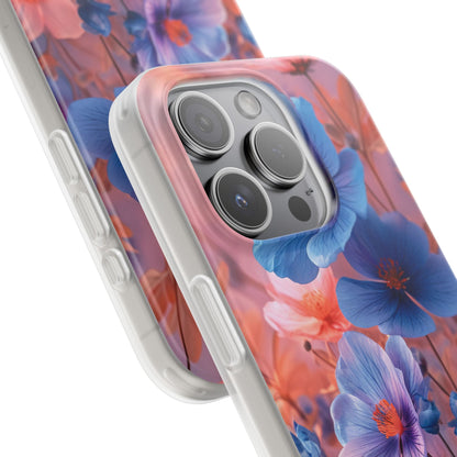 Harmonious Blooming Blues and Pinks iPhone 15 - Flexi Phone Case