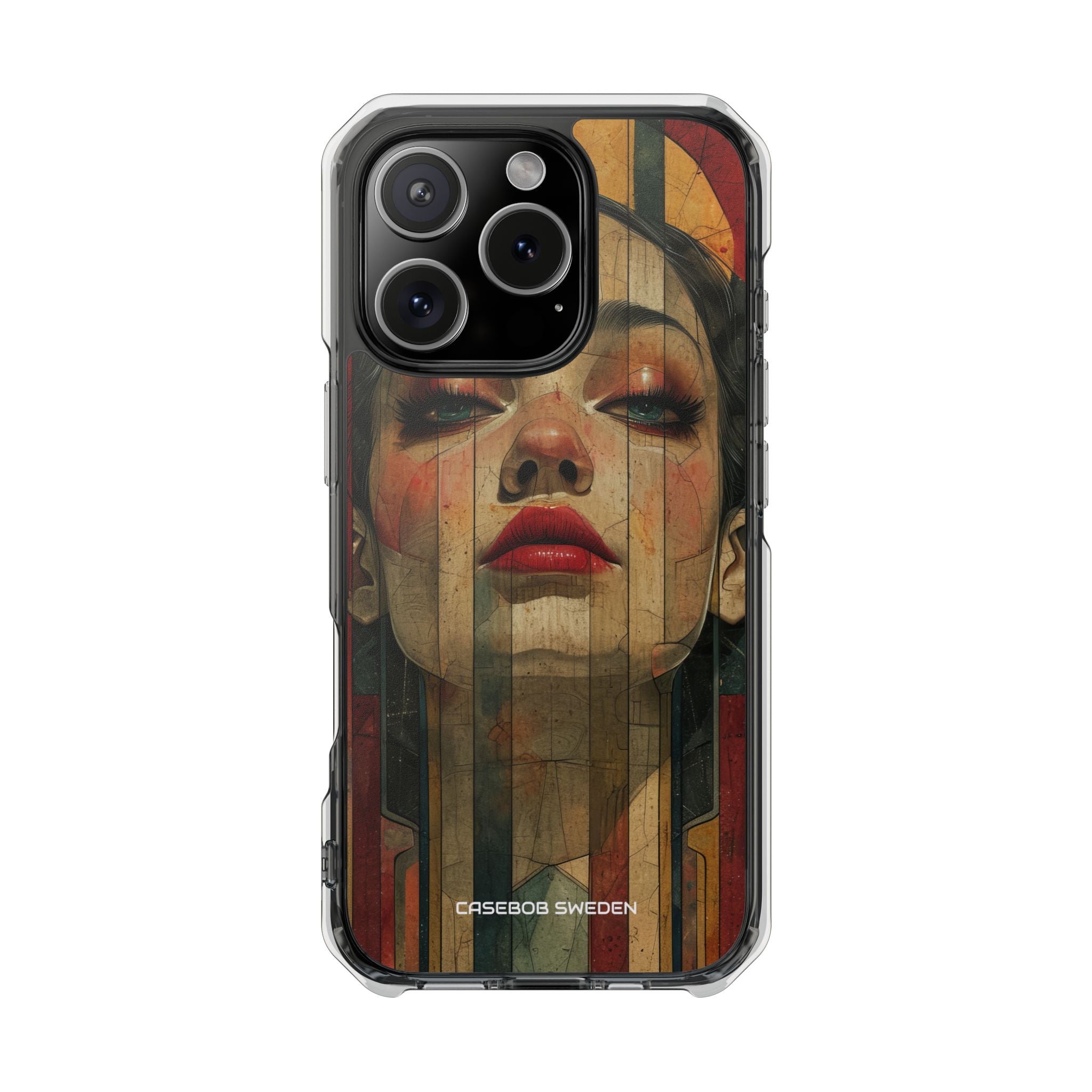 Bold Art Deco Portrait - Clear Impact iPhone 16 Phone Case