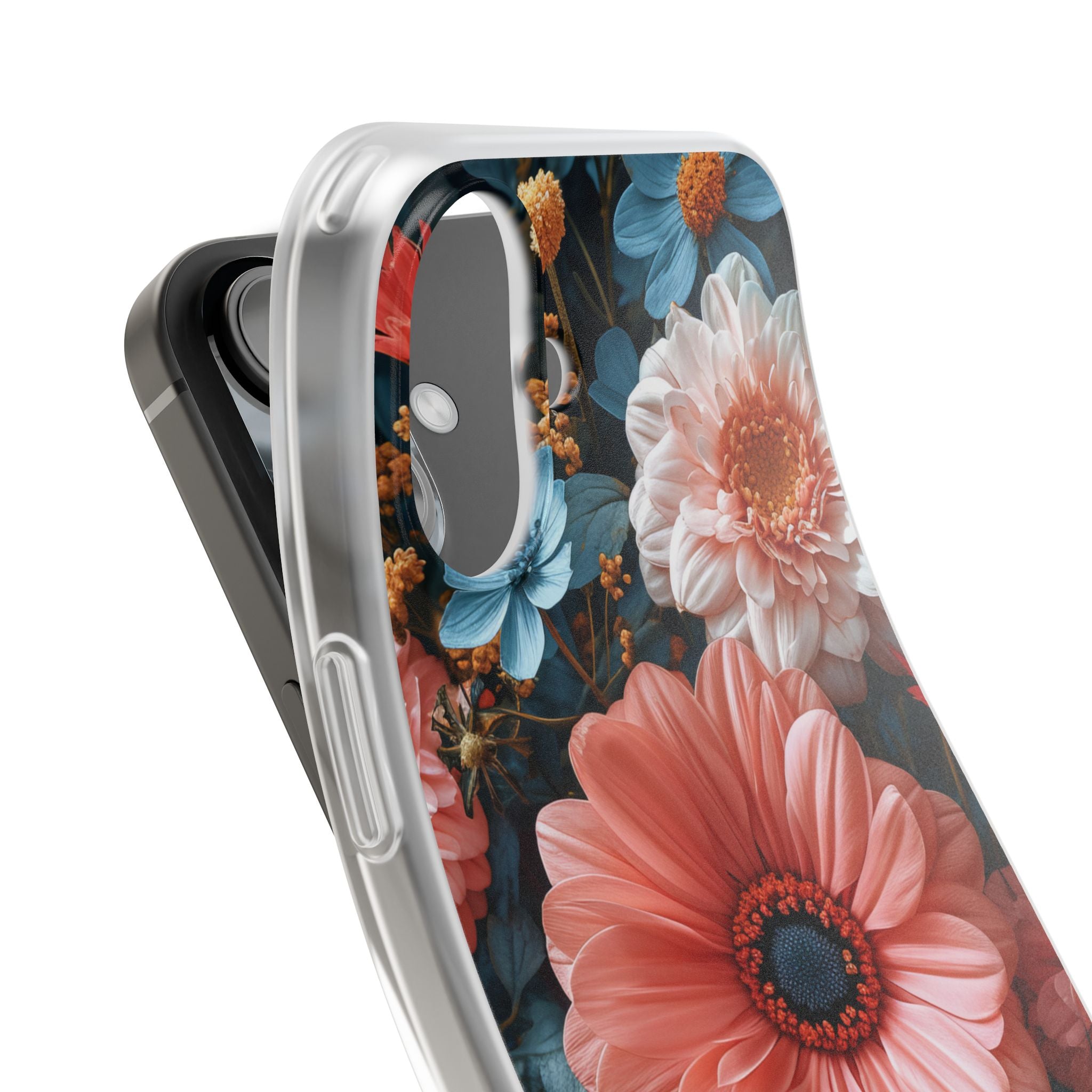 Coral Teal Blooms - Flexi iPhone 16 Phone Case