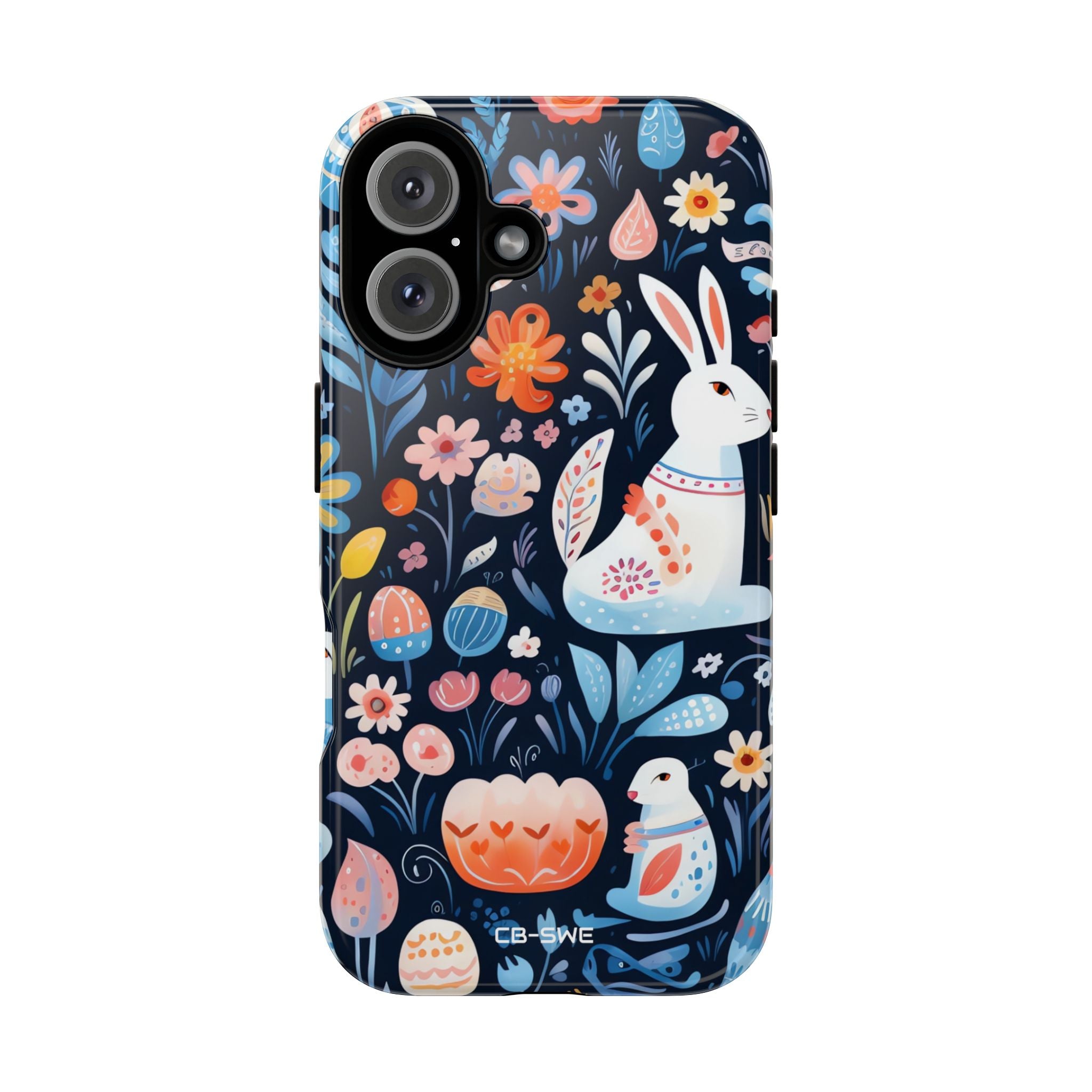 Bunnies Play Among Flowers - iPhone Case
