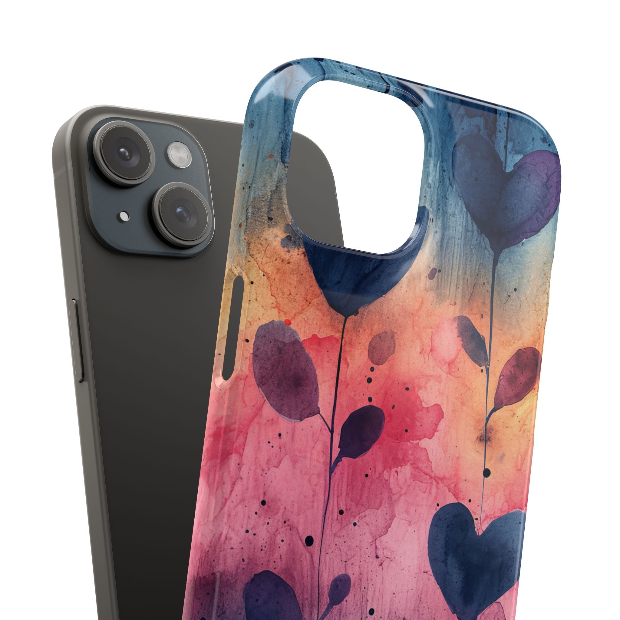 Watercolor Heart Art - Slim iPhone 15 Phone Case